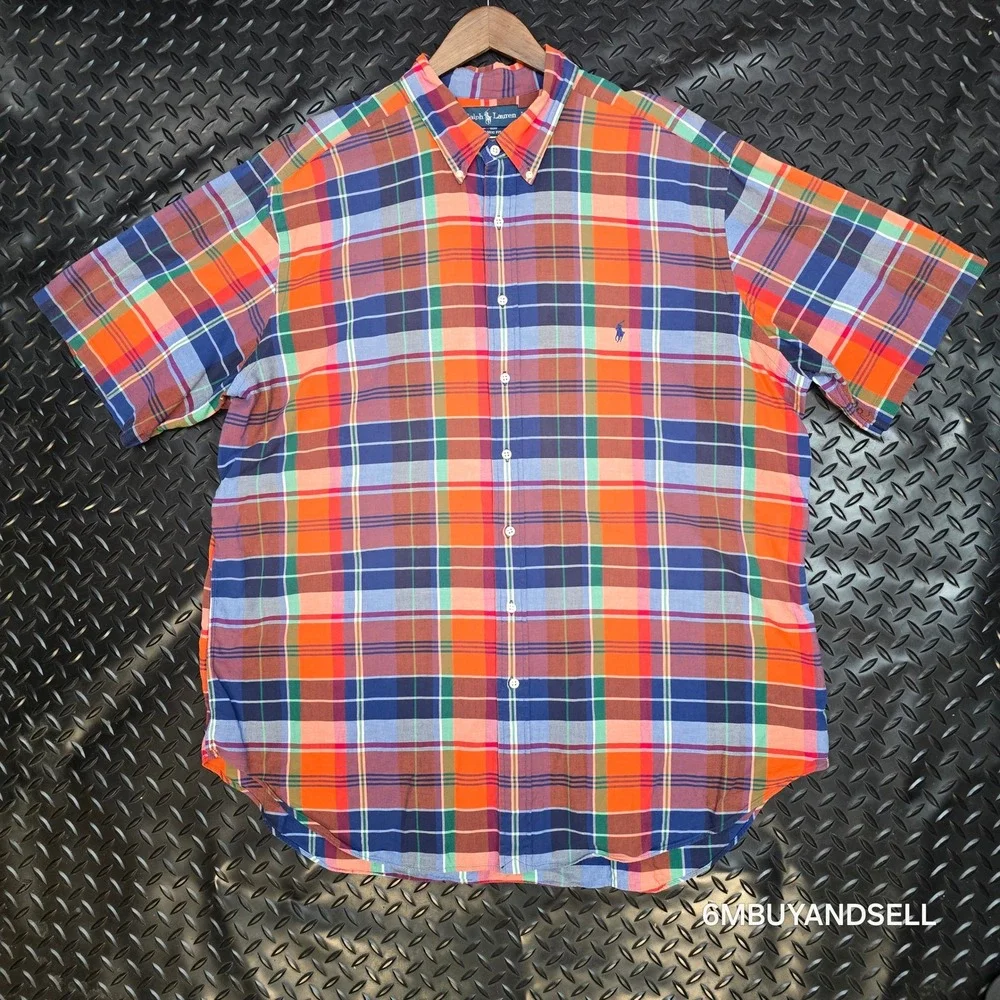 Polo Ralph Lauren Mens 2XLT Tall Classic Plaid Short Sleeve Button Down Shirt